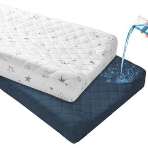 FIOBEE Changing Pad Cover Waterproof 2 Pack Quilted Diaper Change Table Sheets Breathable & Ultra Soft for Newborn Baby Boys Girls Fitted Changer Pads 32"x 16", Pink in Kuwait