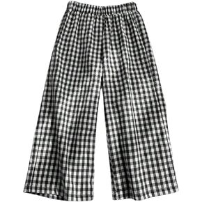 SOLY HUX Toddler Girl's Plaid Gingham Pants Elastic High Waisted Wide Leg Baggy Pants Casual Trousers in Kuwait