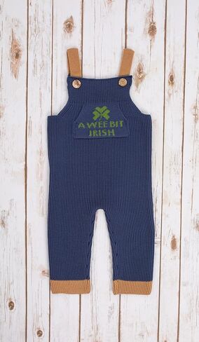 SAOL Baby Knitted Button-Patterned Straps Overalls Romper A Wee Bit Irish Toddler Little Infant Baby Gift in Saudi Arabia