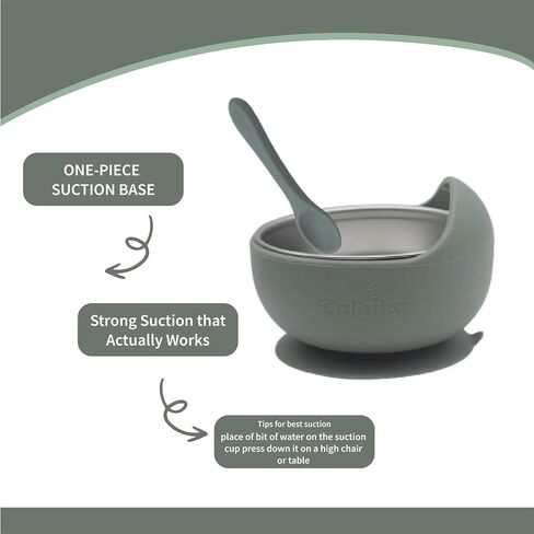 Silicone Baby Bowl Feeding Set – 12-Piece Set with Stainless Steel Inserts and Baby Spoons – BPA-Free Suction Bowls for Babies and Toddlers – Easy to Clean, Safe Mealtime Set for Self-Feeding in Saudi Arabia