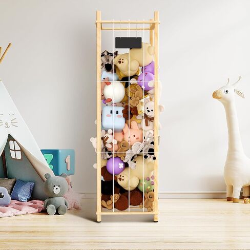 Stuffed Animal Storage & Organizer, Thick Wooden Toy Zoo Holder, Extra Large Capacity Plush Toy Cage for Toddler Rooms, Playrooms & Bedrooms, 16.14'' Wide Natural in Saudi Arabia