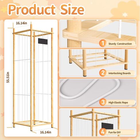 Stuffed Animal Storage & Organizer, Thick Wooden Toy Zoo Holder, Extra Large Capacity Plush Toy Cage for Toddler Rooms, Playrooms & Bedrooms, 16.14'' Wide Natural in Saudi Arabia