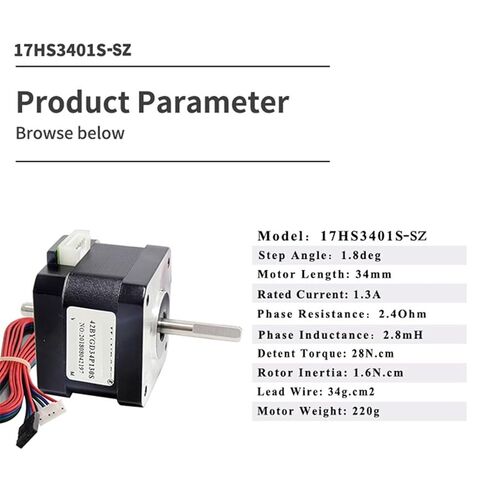 Dual Axis Stepper Motor 28N.cm 1.3A 2 Phase 4 Leads 17HS3401S-SZ 1.8 Degree 1Pcs(17HS3401S-SZ-1pcs) in Kuwait
