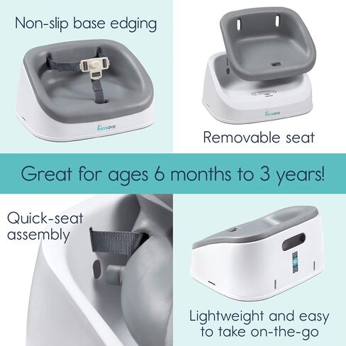 hiccapop ErgoBoost Toddler Booster Seat for Dining Table, Non-Slip Stable Booster Chair for Toddlers Eating, High Chair Booster Seat for Dining Table, Gray in Kuwait
