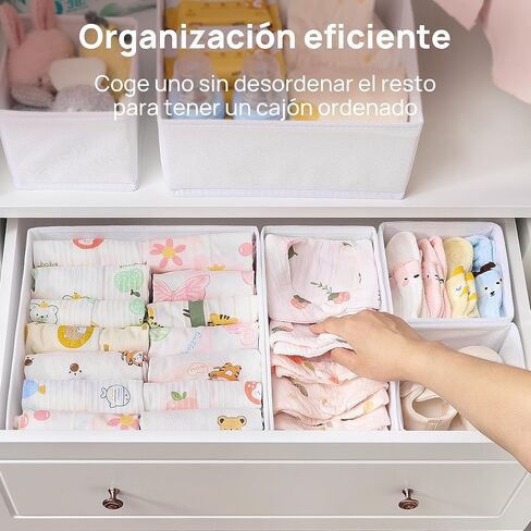 Vtopmart 12 Pack Baby Clothes Organizer, Dresser Drawer Organizer for Baby Clothing, Foldable Fabric Closet Drawer Storage Bins, Nursery Dresser Dividers for Bra, Socks, Ties, Scarf in Kuwait