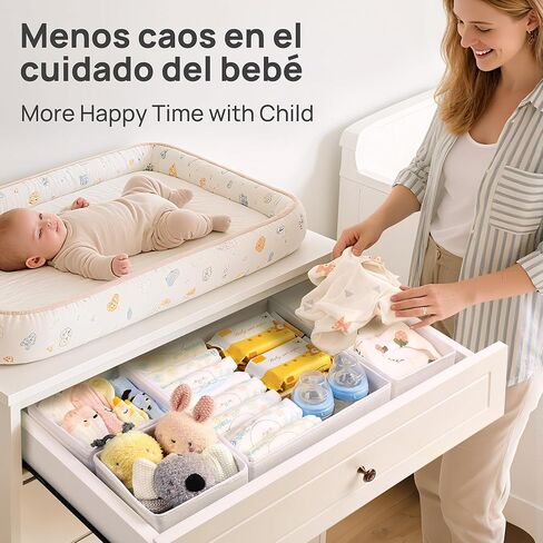 Vtopmart 12 Pack Baby Clothes Organizer, Dresser Drawer Organizer for Baby Clothing, Foldable Fabric Closet Drawer Storage Bins, Nursery Dresser Dividers for Bra, Socks, Ties, Scarf in Kuwait