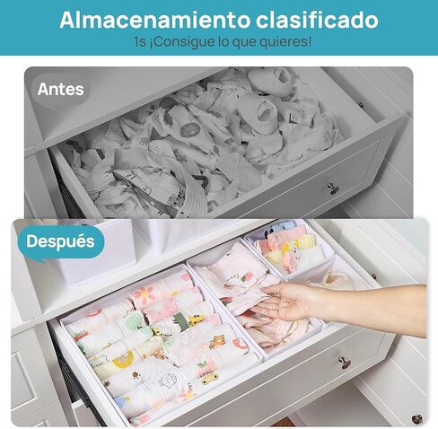 Vtopmart 12 Pack Baby Clothes Organizer, Dresser Drawer Organizer for Baby Clothing, Foldable Fabric Closet Drawer Storage Bins, Nursery Dresser Dividers for Bra, Socks, Ties, Scarf in Kuwait