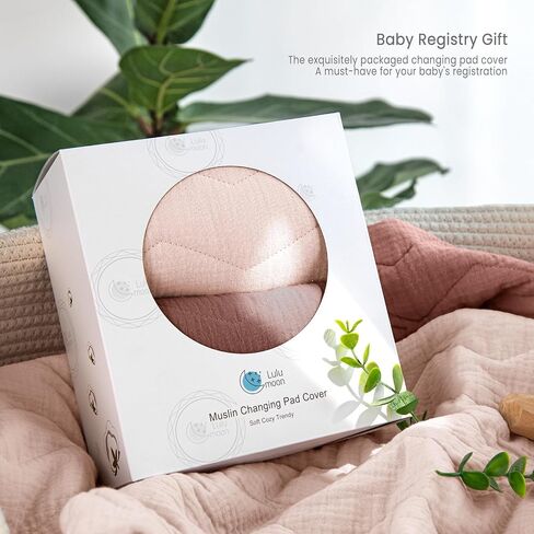 lulumoon Muslin Changing Pad Cover: Quilted Cotton Gentle on Baby's Skin | Soft & Breathable Changing Table Covers – Neutral Color Diaper Sheet for Nursery & Registry Gift - 32x16" Fit Standard Pad in Saudi Arabia