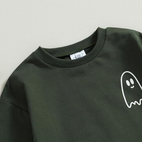 Toddler Boy Girl Halloween Outfit Embroidery Boo Crewneck Sweatshirt Ghost Pants Set Baby Fall Winter oversize Clothes in Saudi Arabia