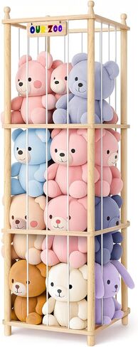Stuffed Animal Storage & Organizer Wooden Stuffed Animals Zoo with Elastic Cords for Kids, Space-Saving Toy Holder for Toddler Rooms, Bedrooms, Playrooms & Nursery in Saudi Arabia