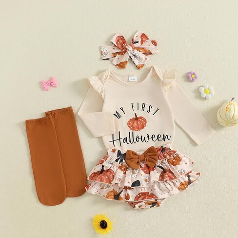 MoZiKQin Newborn Baby Girl Clothes Infant Romper Onesie Ruffle Layered Shorts Headband Socks Cute Toddler Girl Outfits in Saudi Arabia