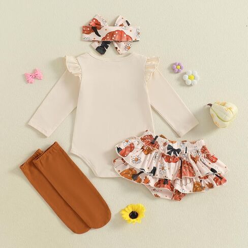 MoZiKQin Newborn Baby Girl Clothes Infant Romper Onesie Ruffle Layered Shorts Headband Socks Cute Toddler Girl Outfits in Saudi Arabia