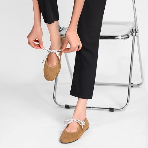 Lace up Round Toe Ballet Flats for Women Cute Slip on Soft Mary Jane Flats Casual Ballerina Shoes in Saudi Arabia