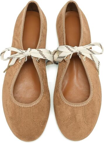 Lace up Round Toe Ballet Flats for Women Cute Slip on Soft Mary Jane Flats Casual Ballerina Shoes in Saudi Arabia