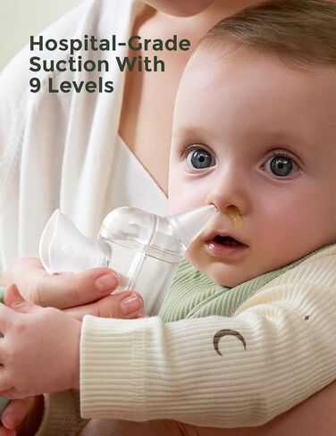 Momcozy BreezyClear Pro™ شفاط الأنف للأطفال، مصاصة أنف من فئة المستشفى 75 كيلو باسكال مع 9 مستويات شفط قابلة للتعديل، منظف أنف كهربائي للأطفال الصغار، مهدئ بالضوء والموسيقى in Saudi Arabia