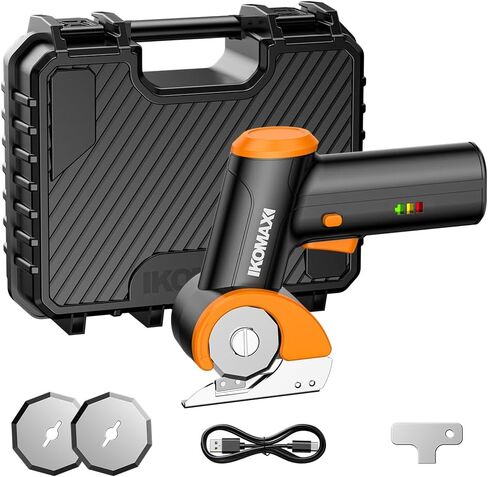 مقص كهربائي لاسلكي من كوماكس، قاطع كرتون 4 فولت مع 3 شفرات، بطارية قابلة لإعادة الشحن 2000 مللي أمبير في الساعة، صندوق تخزين، مقص قماش قاطع صندوق كهربائي للكرتون والجلود والسجاد والقماش والبلاستيك - وردي in Kuwait