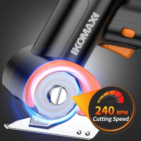 مقص كهربائي لاسلكي من كوماكس، قاطع كرتون 4 فولت مع 3 شفرات، بطارية قابلة لإعادة الشحن 2000 مللي أمبير في الساعة، صندوق تخزين، مقص قماش قاطع صندوق كهربائي للكرتون والجلود والسجاد والقماش والبلاستيك - وردي in Kuwait