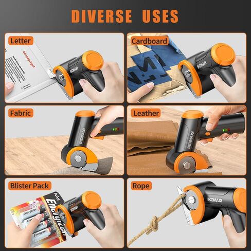مقص كهربائي لاسلكي من كوماكس، قاطع كرتون 4 فولت مع 3 شفرات، بطارية قابلة لإعادة الشحن 2000 مللي أمبير في الساعة، صندوق تخزين، مقص قماش قاطع صندوق كهربائي للكرتون والجلود والسجاد والقماش والبلاستيك - وردي in Kuwait