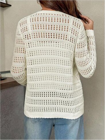 MakeMeChic Women's Maternity Cardigan Crochet Tie V Neck Long Sleeve Pregnancy Sweaters in Saudi Arabia