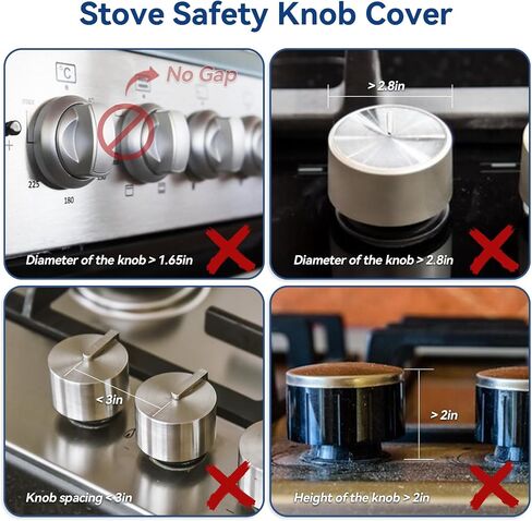 Stove Knob Safety Covers, 5Pcs Fits 90% Oven/Stove 5 Heat Alert Stickers Oven Knob Covers for Child Safety, 2nd Gen Kitchen Burner Childproofing, Gas Stove Knob Locks for Kid Baby Pet (Clear) in Saudi Arabia