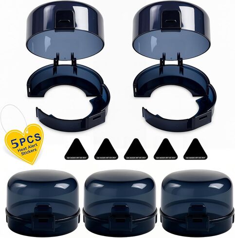 Stove Knob Safety Covers, 5Pcs Fits 90% Oven/Stove 5 Heat Alert Stickers Oven Knob Covers for Child Safety, 2nd Gen Kitchen Burner Childproofing, Gas Stove Knob Locks for Kid Baby Pet (Clear) in Saudi Arabia