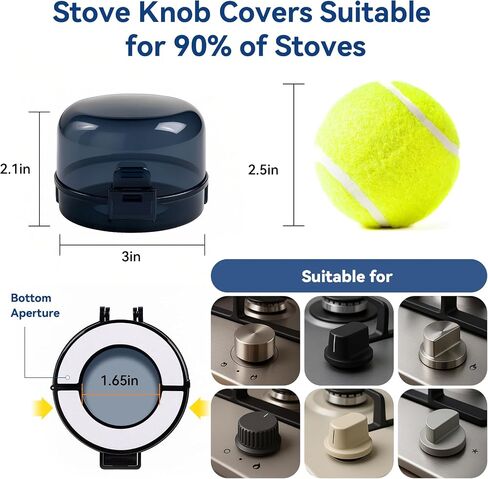 Stove Knob Safety Covers, 5Pcs Fits 90% Oven/Stove 5 Heat Alert Stickers Oven Knob Covers for Child Safety, 2nd Gen Kitchen Burner Childproofing, Gas Stove Knob Locks for Kid Baby Pet (Clear) in Saudi Arabia