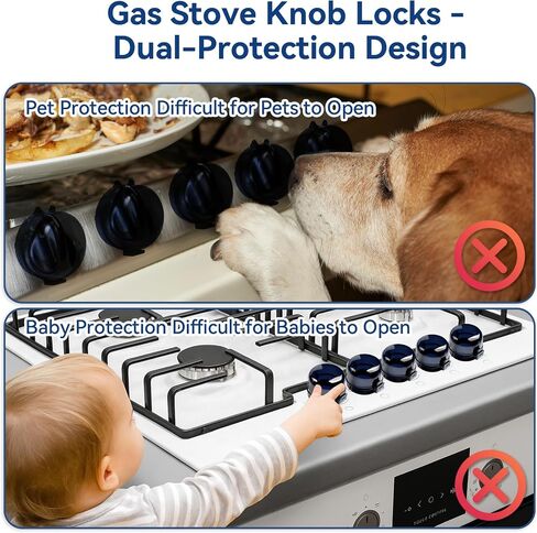 Stove Knob Safety Covers, 5Pcs Fits 90% Oven/Stove 5 Heat Alert Stickers Oven Knob Covers for Child Safety, 2nd Gen Kitchen Burner Childproofing, Gas Stove Knob Locks for Kid Baby Pet (Clear) in Saudi Arabia