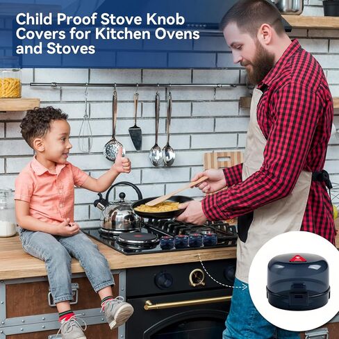 Stove Knob Safety Covers, 5Pcs Fits 90% Oven/Stove 5 Heat Alert Stickers Oven Knob Covers for Child Safety, 2nd Gen Kitchen Burner Childproofing, Gas Stove Knob Locks for Kid Baby Pet (Clear) in Saudi Arabia