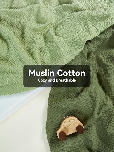 2 Pack Muslin Crib Sheet for Boys and Girls - 100% Cotton Fitted Crib Sheet for Toddler Standard Crib Mattress, Soft and Breathable, 52"x28", Forest Green&Light Green in Saudi Arabia