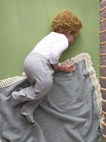 2 Pack Muslin Crib Sheet for Boys and Girls - 100% Cotton Fitted Crib Sheet for Toddler Standard Crib Mattress, Soft and Breathable, 52"x28", Forest Green&Light Green in Saudi Arabia
