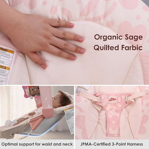 كرسي هزاز للأطفال - مقعد هزاز للأطفال، مقعد نطاط للرضع مع موسيقى وألعاب حسية، وسادة مقعد قابلة للغسل في الغسالة، مقعد داخلي للرضع، مثالي لحديثي الولادة من 0 إلى 6 أشهر، 20 رطلًا (زهري وردي) in Kuwait