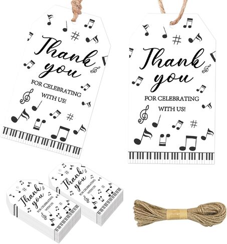 Music Theme Party Supplies 50pcs Musical Just A Note Thank You Cards Music-Note Thank You for Celebrating with Us Tag with String Rock and Roll Party Favor Gift Tag for Birthday Baby Showe in Kuwait