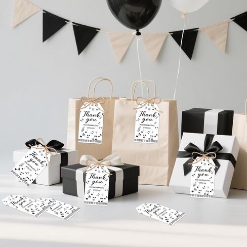 Music Theme Party Supplies 50pcs Musical Just A Note Thank You Cards Music-Note Thank You for Celebrating with Us Tag with String Rock and Roll Party Favor Gift Tag for Birthday Baby Showe in Kuwait