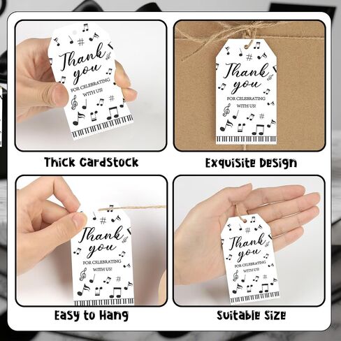 Music Theme Party Supplies 50pcs Musical Just A Note Thank You Cards Music-Note Thank You for Celebrating with Us Tag with String Rock and Roll Party Favor Gift Tag for Birthday Baby Showe in Kuwait