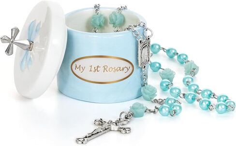 Baptism Gifts for Girl My First Pink Rosary Keepsake Box – Catholic Pink Rosary Box for Kids, Christening Baptism Decor for Kids, First Communion Keepsake Set from Godmother, Baby Girl Dedication Gift in Saudi Arabia