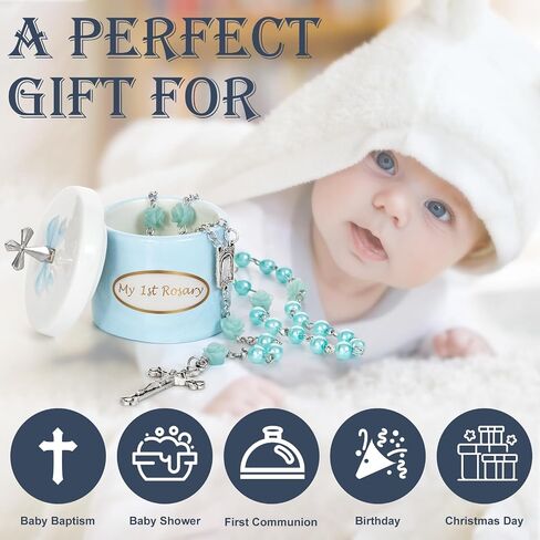 Baptism Gifts for Girl My First Pink Rosary Keepsake Box – Catholic Pink Rosary Box for Kids, Christening Baptism Decor for Kids, First Communion Keepsake Set from Godmother, Baby Girl Dedication Gift in Saudi Arabia