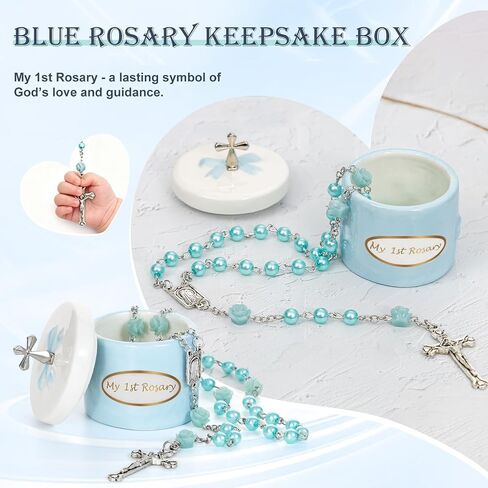 Baptism Gifts for Girl My First Pink Rosary Keepsake Box – Catholic Pink Rosary Box for Kids, Christening Baptism Decor for Kids, First Communion Keepsake Set from Godmother, Baby Girl Dedication Gift in Saudi Arabia