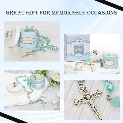 Baptism Gifts for Girl My First Pink Rosary Keepsake Box – Catholic Pink Rosary Box for Kids, Christening Baptism Decor for Kids, First Communion Keepsake Set from Godmother, Baby Girl Dedication Gift in Saudi Arabia