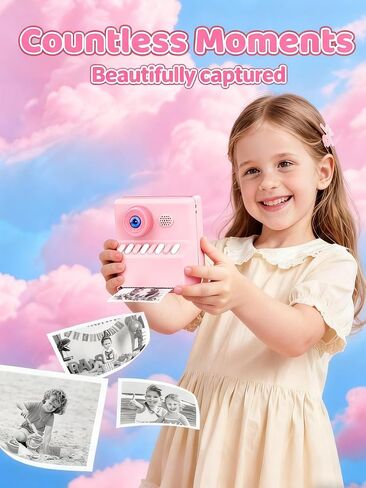 Kids Camera Instant Print Pink: HODDRCCN 32G Instant Print Camera for Kids -1080P HD - Christmas Birthday for Girls Age 3-12 - Ideal Toy for 3 4 5 6 7 8 9 10 11 12 Girls Boys in Saudi Arabia