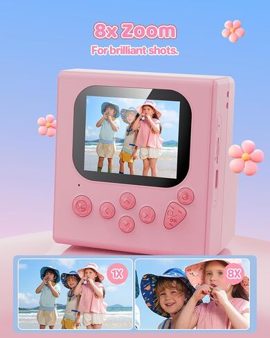 Kids Camera Instant Print Pink: HODDRCCN 32G Instant Print Camera for Kids -1080P HD - Christmas Birthday for Girls Age 3-12 - Ideal Toy for 3 4 5 6 7 8 9 10 11 12 Girls Boys in Saudi Arabia