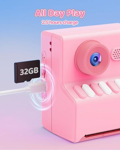 Kids Camera Instant Print Pink: HODDRCCN 32G Instant Print Camera for Kids -1080P HD - Christmas Birthday for Girls Age 3-12 - Ideal Toy for 3 4 5 6 7 8 9 10 11 12 Girls Boys in Saudi Arabia