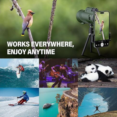80x100 monocular Telescope, Suitable for Adults and Children, for Bird Watching, Hiking, and Concert Tours, with Phone Clip and Stand in Saudi Arabia