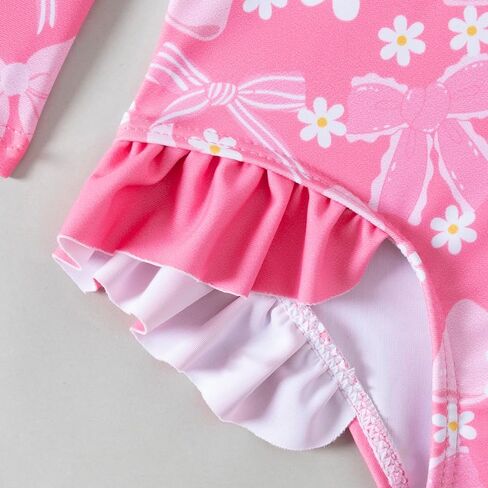 Baby Girls Long Sleeve One Piece Rash Guard Swimsuit with Hat Bathing Suit Beach Wear 0-2T in Kuwait