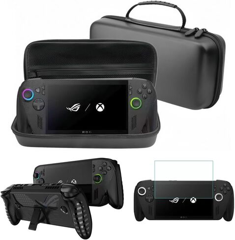 Coyktonty Carrying case 3 Set for ROG Xbox Ally X/ROG Xbox Ally,PU Carrying case+Transparent Silicone Protective case+Protective Film (Black) in Saudi Arabia
