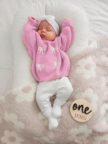 Flofallzique Baby Girl Winter Clothes Knit Sweater Crewneck Pullover Sweatshirt for Infant Toddler in Kuwait