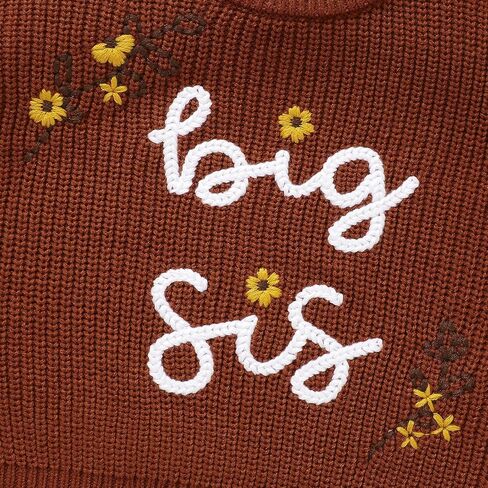 Toddler Girl Big Sister Embroidered Knit Sweater Long Sleeve Pullover Sweatshirt 1-5Y Fall Clothes in Saudi Arabia