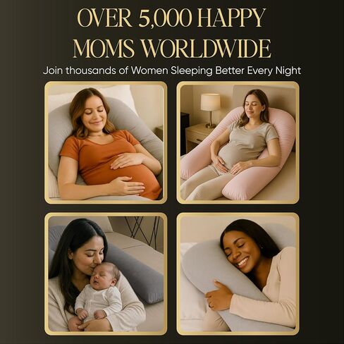 U-Shaped Pregnancy Pillow – 100% Cotton Cover, Full Body Maternity Support for Belly, Back and Legs – Bonus Eye Mask and Gift Box (Dark Grey) in Saudi Arabia