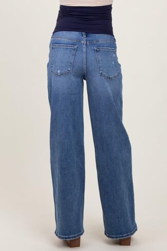 PinkBlush Washed Wide Leg Maternity Jeans in Saudi Arabia