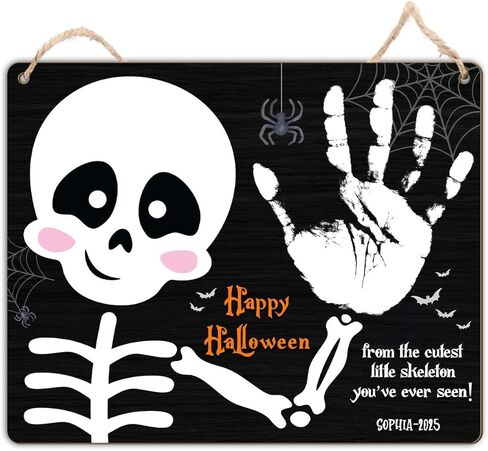 DIY My 1st Halloween Kids Crafts بصمة القدم أو علامة فنية بصمة اليد، حرفة آثار أقدام الطفل الأولى للهالوين للأطفال الصغار مشروع الذاكرة تذكار التقطت الصور الطفل معلم إعلان الدعائم in Kuwait