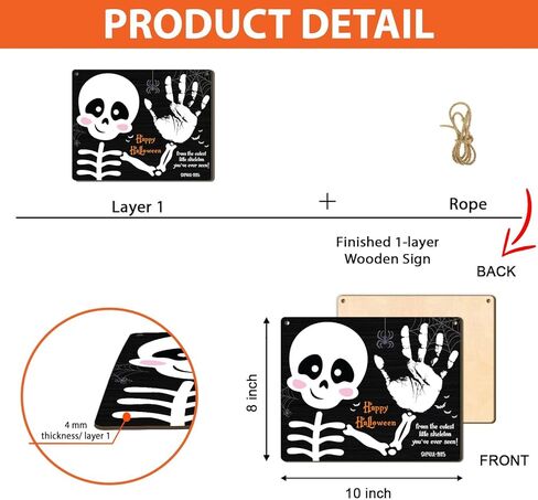 DIY My 1st Halloween Kids Crafts بصمة القدم أو علامة فنية بصمة اليد، حرفة آثار أقدام الطفل الأولى للهالوين للأطفال الصغار مشروع الذاكرة تذكار التقطت الصور الطفل معلم إعلان الدعائم in Kuwait